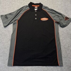 Harley-Davidson Polo Shirt Men's L Black Gray Short Sleeve Timpanogos Motorcycle